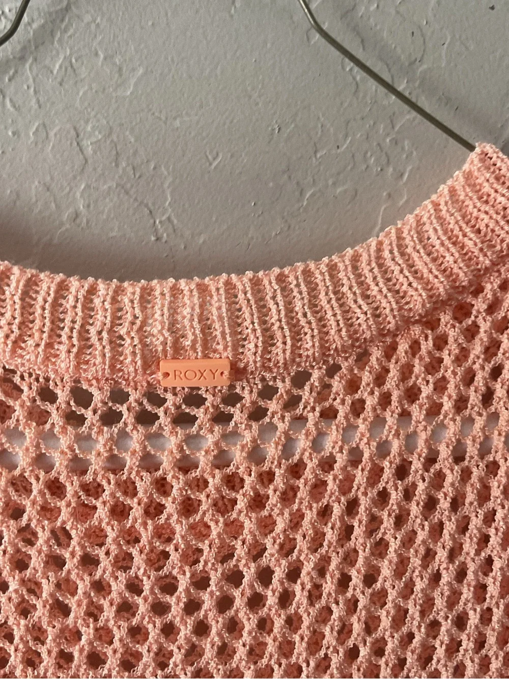 Roxy Peach Open-Knit Sleeveless Coverup
